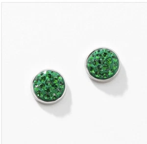 💎Touchstone Crystal Birthstone Pave Post Earring Green Rhodium New Condition - Picture 1 of 8