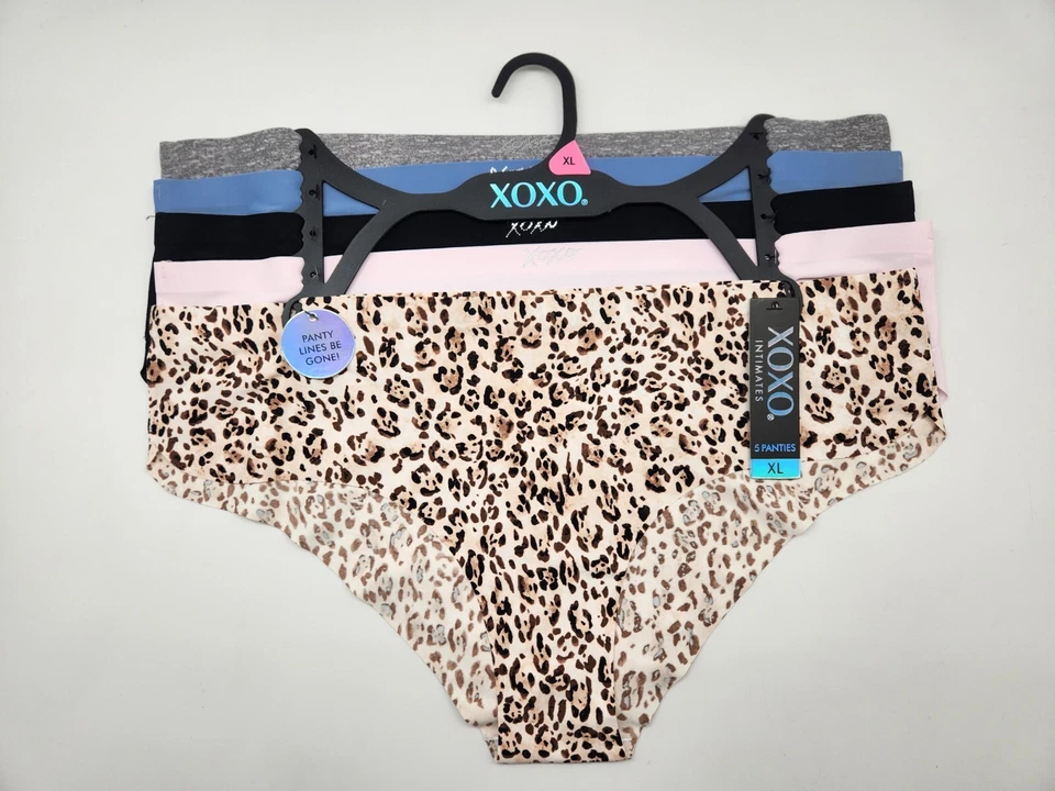 XOXO 5-упаковка женщин XL без линий трусики серый синий черный розовый бежевый гепард печати - Изображение 1 из 4