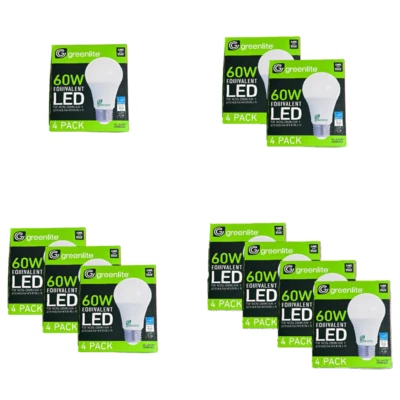 4-Pack Light Bulbs 9W LED 60W Equivalent A19 800 Lumens 3000k Greenlite Discount - Image 1 of 4