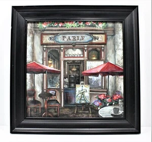 PARIS Bonjour Cafe quadratisch schwarz gerahmt Wandkunst, Kaffee & Tee von Efztodsky - Bild 1 von 4