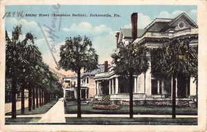 Jacksonville Florida Ashley Street Wohnbereich antik 1910er Postkarte M6 - Bild 1 von 2