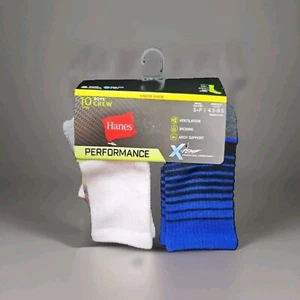 Hanes Performance X-Temp Crew Socks 10-Pack Boys ~ Size S 4.5-8.5 - Picture 1 of 3