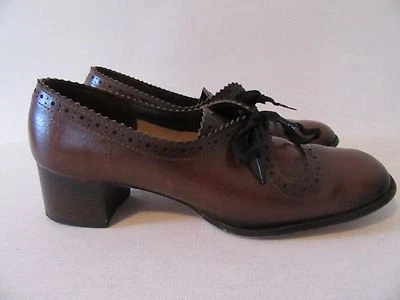 Verdaderos Zapatos Oxford de Colección para Damas 7B Marrón Brillante Charol Hechos en Japón RARO Foto 1 de 4