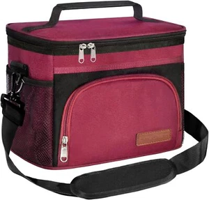 Insulated Lunch Bag for Women/Men - Reusable Lunch Box for Office Pic Red/Black - Picture 1 of 6