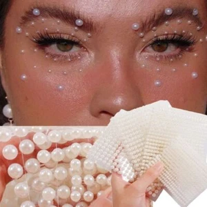Self Adhesive Pearls Stickers Pearls Face Pearls Stickers for Hair Face Makeup - Picture 1 of 14