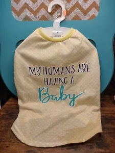 Celebration Baby Tee Shirt Medium yellow hearts humans having baby Top Paw Dog - Picture 1 of 4