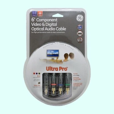 GE ULTRA PRO 6 Ft. COMPONENT VIDEO & DIGITAL OPTICAL AUDIO CABLE RCA TOSLINK NEW - Image 1 of 4