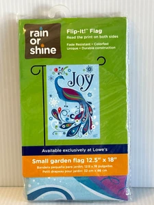Rain Or Shine Small Garden Flag ~ JOY ~  Colorful Peacock Design 12.5" x 18" - Picture 1 of 3