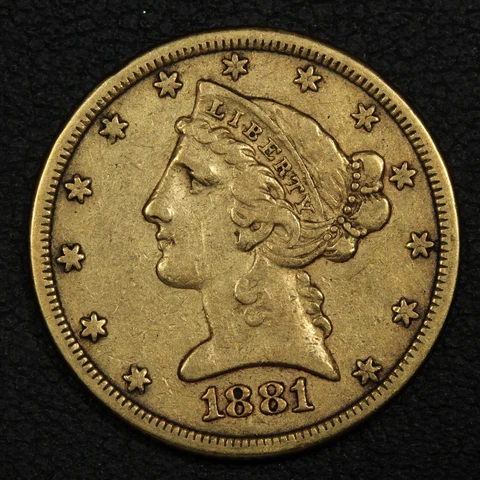 1881 $5 Five Dollar Liberty Head Gold Half Eagle Cover