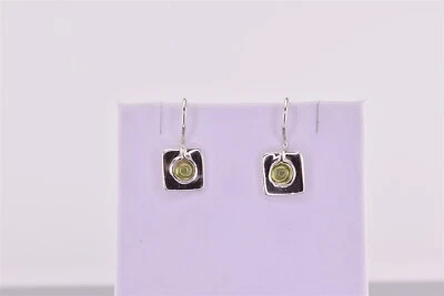 Silpada Sterling Silver Petite Green Peridot W0659 Square 925 Hook Earrings - Image 1 of 4