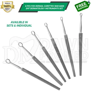Fox Dermal Curettes Dermatology 1 mm - 6 mm instrumentos ENT grado alemán - Imagen 1 de 55