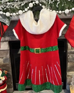 Women’s Plus Size 1X Mrs. Claus Santa Christmas Sweater Party Dress New Bling - Picture 1 of 6