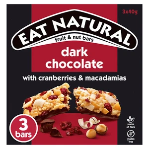 Eat Natural Dark Chocolate with Cranberries & Macadamias Bars 3 x 3x40g - Picture 1 of 3