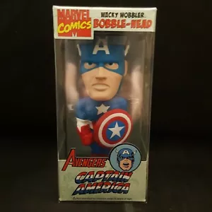FUNKO MARVEL CAPTAIN AMERICA CHROME BASE CHASE PIECE WACKY WOBBBLER BOBBLE HEAD - Picture 1 of 9