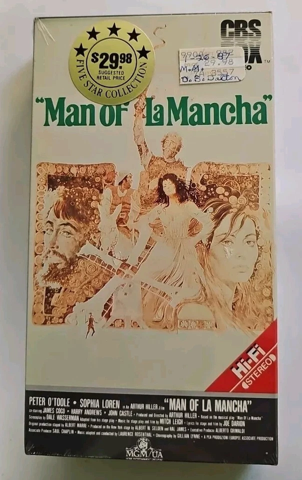 Man Of La Mancha VHS SEALED Watermarks CBS Fox NO BARCODE Peter O'Toole VTG  - Image 1 of 4