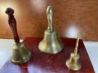 (Lot Of 3) Bronze Antique School Bells/Service Bells