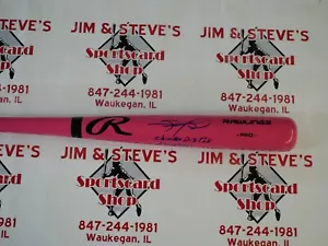 SAMMY SOSA SIGNED RAWLINGS PINK BAT INSCRIBED "CHICKS DIG THE LONG BALL" BAS COA - Picture 1 of 3