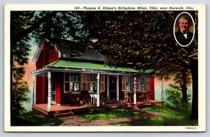 Postal Milán, Ohio lugar de nacimiento de Thomas A. Edison, cerca de Norwalk, Ohio - Imagen 1 de 2