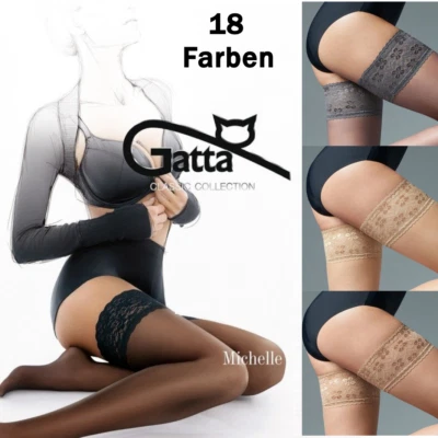 GATTA MICHELLE 01 Damen Halterlose matte Strümpfe Classic versch. Farben Spitze