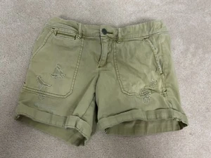 Pilcro Shorts Womens 26 Chino Khaki Causal Preppy Distressed Ladies - Picture 1 of 16