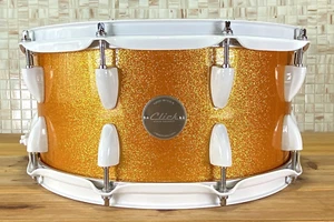 Click Icon 6.5x14 Maple Snare Drum Orange Misty Sparkle Finish - Picture 1 of 14