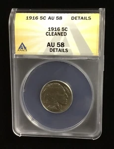 1916 BUFFALO NICKEL ANACS AU 58 *Cleaned* *Details* - Picture 1 of 4