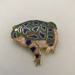 Broche Filigrana Tono Dorado Rana Verde Azul Esmalte Filigrana Firmado-ver Fotos J259/60 - Imagen 1 de 4