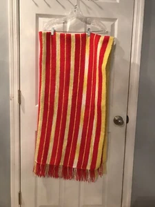 hand made afghan crocheted red and yellow. 72 inches long 38 inches wide. - Picture 1 of 2