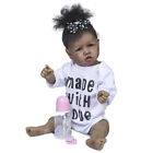 Reborn Baby Girl Doll Full Body Vinyl Silicone 22'' Black African American Bath