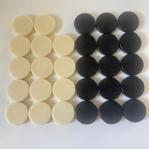 Backgammon Pieces Tokens Chips, 15 Black And 14 Cream Ivory 13/16" X 3/16" - Picture 1 of 4