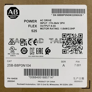 Allen Bradley 25B-B8P0N104/A PowerFlex 525 AC Antrieb 1,5 kW 2 PS NEU versiegelt - Bild 1 von 4