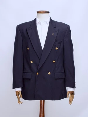 Blazer Para Hombre Yves Saint Laurent Vintage Botón Dorado Doble Pecho Lana Azul Marino Foto 1 de 4