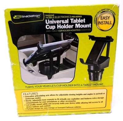 NEW Bracketron iPad Tablet Universal Cup Holder Mount Pro-Series 360° Car Holder - Image 1 of 4