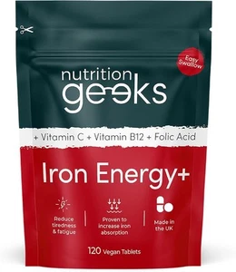 Iron Tablets High Strength - Energy Tablets with Vitamin C, B12 & Folic Acid - 1 - Picture 1 of 3