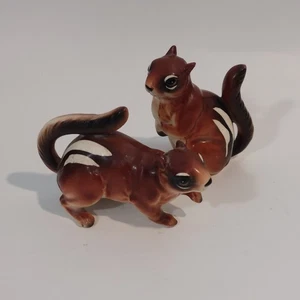 Vintage Victoria Ceramics Japan Chipmunk Salt Pepper Shakers 3" Figurines Set - Picture 1 of 8