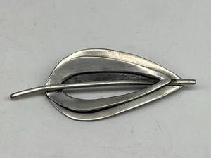 Broche prendedor vintage firmado COROCRAFT hoja abstracta plata joyería Art Deco - Imagen 1 de 6