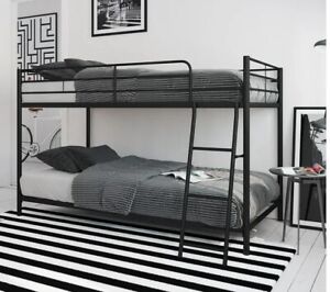 Mainstays Small Spaces Twin-over-Twin Low Profile Junior Bunk Bed, Black
