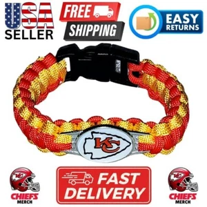 Kansas City Chiefs Paracord Bracelet, KC Fan Gear Jewelry Gift, Combined Ship - Picture 1 of 4