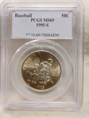 1995 S ~ BASEBALL ~ COMMEMORATIVE HALF DOLLAR ~ PCGS MS69 - Image 1 of 2
