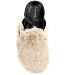 Carvela Berserk Faux Fur Slippers☆Grey☆Women's 8.5M - Picture 1 of 6