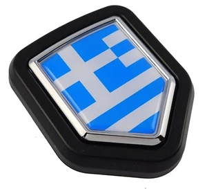 Greece Greek flag Car Truck Black Shield Grill Badge chrome emblem - Imagen 1 de 12