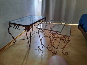 3 tables fer forgé/verre (80x50x50...) 60€ - Afbeelding 1 van 1