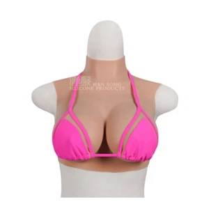 Realistic Silicone Silk Floss Filled Fake Breast Plate Form Boobs Crossdresser - Picture 1 of 22