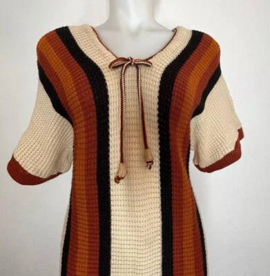 Vestido Tejido Natación Encubrimiento Años 70 Vibraciones Boho Acrílico Talla S/M ¿Sin Etiquetas De Colección? Foto 1 de 4