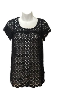 Mimi Chica Women’s Navy Blue Lace Short Sleeve Top S - Picture 1 of 2