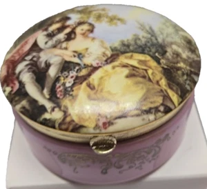 Vintage Andrea Sadek Trinket Box Victorian Couple Renaissance 8213 Pink, Japan - Picture 1 of 7