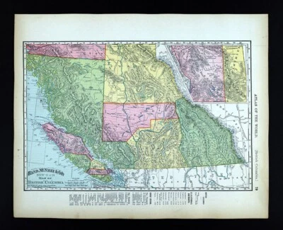 1895 Rand McNally Map British Columbia Victoria Vancouver Glaciers Canada - Image 1 of 4