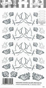 Transferencias metálicas E-Z frotadas (palomas de boda plata) fabricación de tarjetas artesanales ROY901SV - Imagen 1 de 2