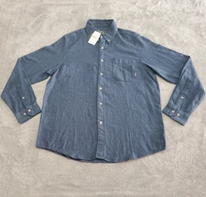 Camisa Eddie Bauer Para Hombre Mediana Azul Botón Frontal Chevron Cambray Manga Larga - Imagen 1 de 16