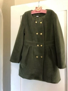 Dino BeBe Designer Girls Fern Green Soft Furry Coat Size 8 - Picture 1 of 6